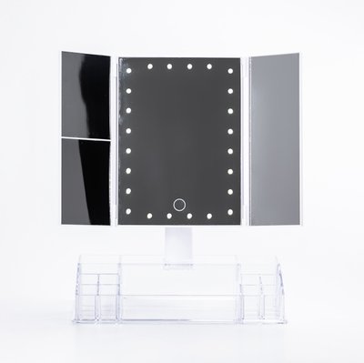 Дзеркало настільне потрійне з led підсвічуванням для макіяжу сенсорне HP072CY036 фото
