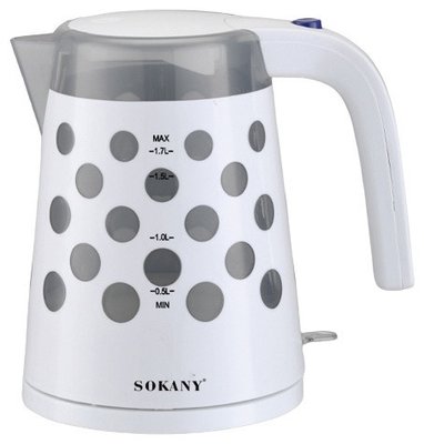 Електрочайник на 1,7 л 1850 Вт білий чайник Sokany FK-1621 FK1621 фото