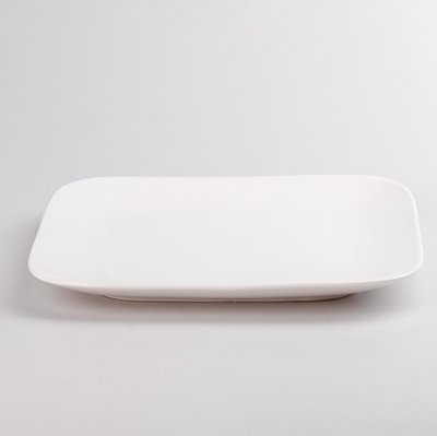 Тарілка підставна квадратна з порцеляни 24.5 см велика біла плоска тарілка HP603 фото